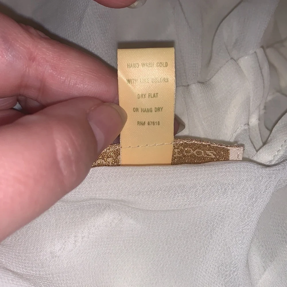 Flora Nikrooz Vanilla Sheer Tie‎ Robe With Macrame Lace Trim Size S/M